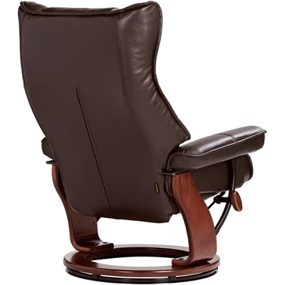 BenchMaster Morgan Java Faux Leather Recliner Chair Modern Armchair Ottoman Footrest Ergonomic Manual Reclining Swivel For Bedroom Living Room Reading - Image 8