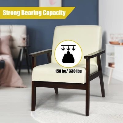 Costway Set Of 2 Fabric Accent Armchair Solid Wood Upholstered Lounge Chair YellowBeigeGrey OrangeBlueGrey - Image 6