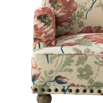 Reggio Traditional Wooden Upholstered Armchair With Floral Patterns And Nailhead Trim | ARTFUL LIVING DESIGN - Image 7