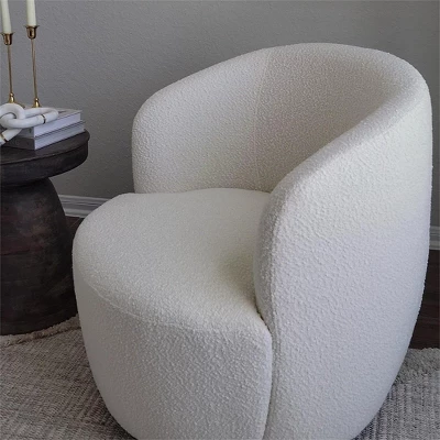 Bella Swivel Barrel Chairs Set Of 2,Modern Soft Touch 28'' Seat Width Boucle Swivel Chairs,Armrest 360° Swivel Nursery Chair-Maison Boucle - Image 3