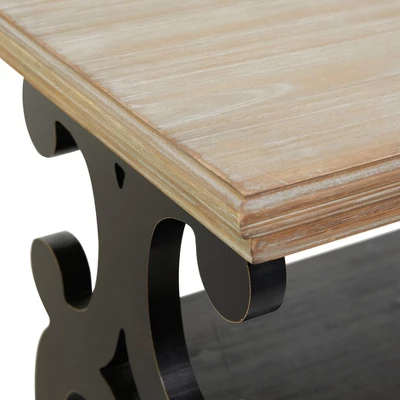 Farmhouse Wood Swirl Console Table Black - Olivia & May - Image 3