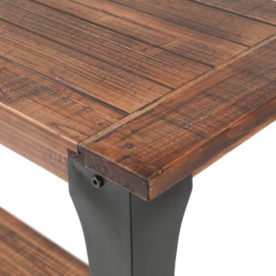 LuxenHome Dark Brown Wood And Black Metal 1-Shelf Console And Entry Table - Image 8