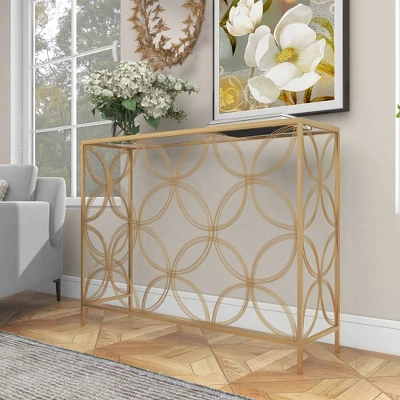 Contemporary Metal Console Table Gold - Olivia & May - Image 12
