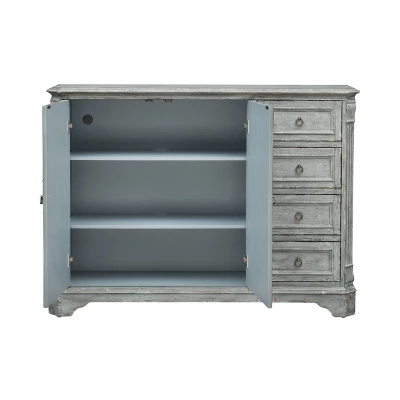 Andrew 2 Door 4 Drawer Credenza Distressed Blue - Treasure Trove Accents - Image 2