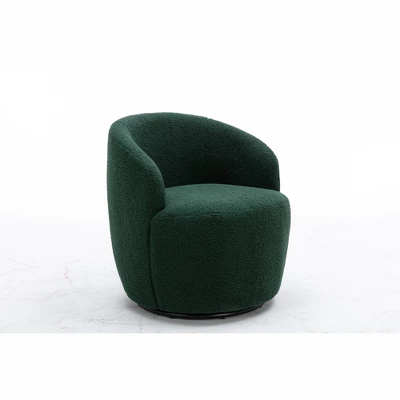 Fannie 25.60'' Wide Small Size Boucle Upholstered 360° Swivel Barrel Chair-The Pop Maison - Image 7