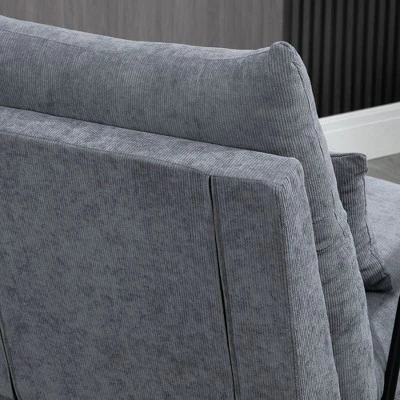 HOMCOM Accent Chair With Ottoman, Reclining Comfy Chair With Adjustable Backrest, Steel Frame And Pillow For Living Room, Bedroom - Image 4