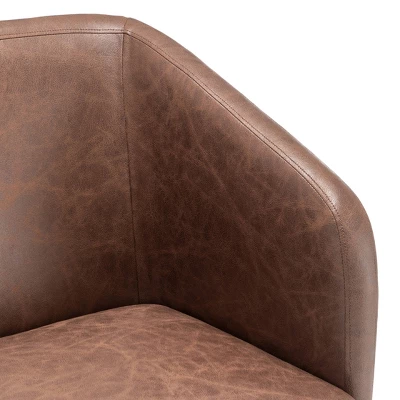 Modern Barrel Chair With Metal Base Faux Leather - WOVENBYRD - Image 8