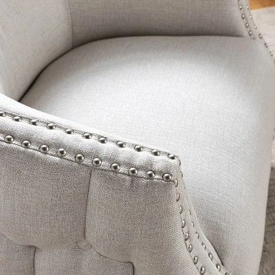 Jorge Curved And Ergonomic Design Barrel Chair With Decorative Nailhead Tirms Swivel Chair | ARTFUL LIVING DESIGN - Image 3