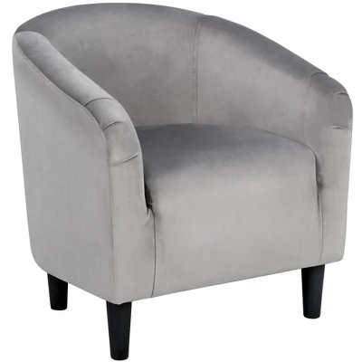Yaheetech Velvet Club Accent Arm Chair Upholstered Barrel Chair - Image 7