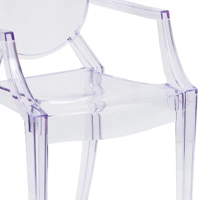 Emma And Oliver 4 Pack Oval Back Ghost Chair - Arms In Transparent Crystal - Stackable Side Chair - Image 6