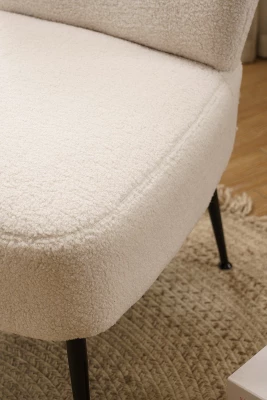 Tufted Back Teddy Fabric Slipper Chair Accent Chair-ModernLuxe - Image 9