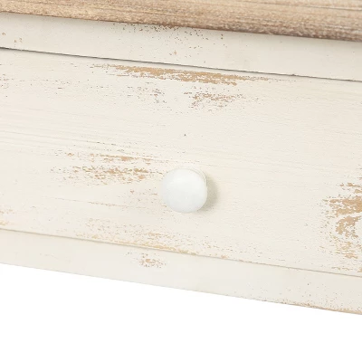 LuxenHome Distressed White And Wood 2-Drawer 1-Shelf Console Table And Entry Table - Image 2