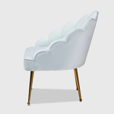 Cinzia Velvet Upholstered Seashell Shaped Accent Chair - Baxton Studio - Image 2