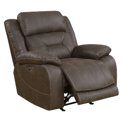 Aria Power Glider Recliner With Power Head Rest Saddle Brown - Steve Silver Co. - Image 3