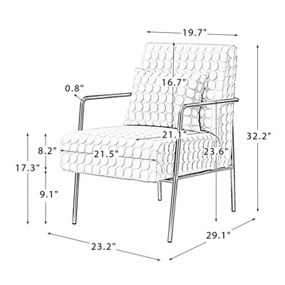 Javier Upholstered Armchair With Metal Legs And Lumbar Pillow For Living Room | ARTFUL LIVING DESIGN - Image 9