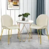 Costway Set Of 2 Velvet Accent Chairs Dining Side Chairs W/Gold Metal Legs Pink/Beige/Green/Grey
