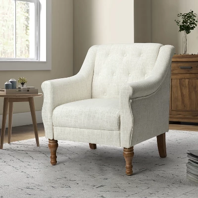 Charlie Wooden Upholstery Livingroom Armchair With Button-tufted | ARTFUL LIVING DESIGN - Image 11