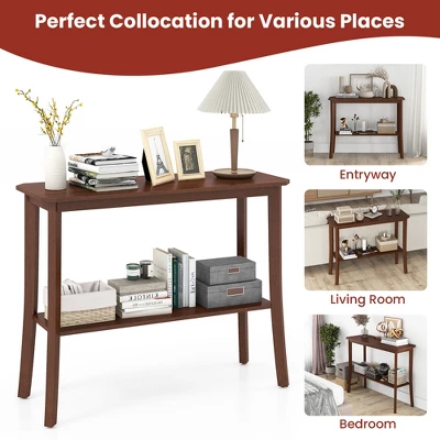 Costway 2-tier Console Entryway Table Wooden Sofa Behind Couch Table 38'' X 14'' X 30'' - Image 5