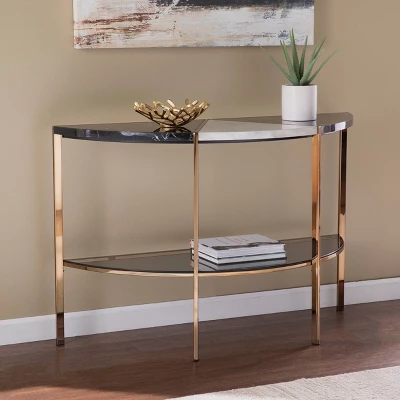 Lenaedo Demilune Console Table Black/White/Gold - Aiden Lane - Image 4