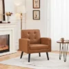 Yaheetech Modern Armchair Accent Chair Faux Leather Tufted With Solid Wood Legs