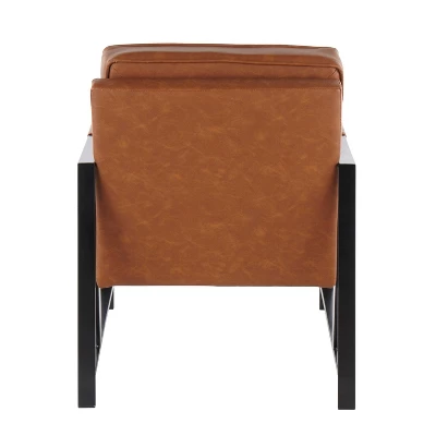 Franklin Armchair With Faux Leather Black/Camel Brown - LumiSource - Image 3