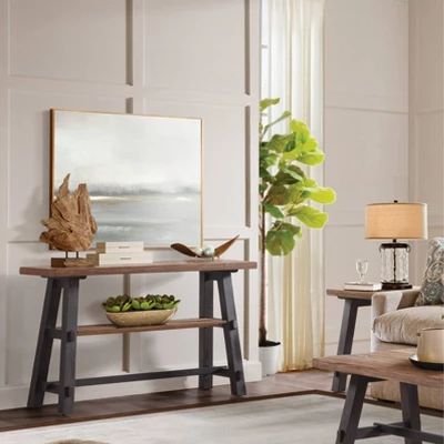 48" Odin Solid Wood Console Table With Shelf Black - Alaterre Furniture