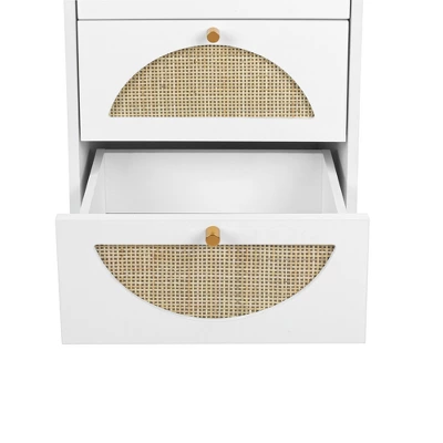 Arina Farmhouse Natural Rattan Vertical 4 With Deep Drawers Dresser-The Pop Maison - Image 7