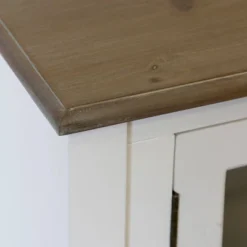 2 Door With Glass Front Wooden Console Table White/Natural - StyleCraft