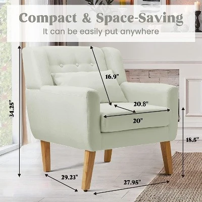 FERPIT Wooden Upholstered Accent Chair Solid Armchair - Image 4