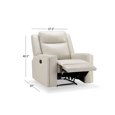 Randi Top Grain Leather Manual Recliner Ivory - Abbyson Living - Image 5