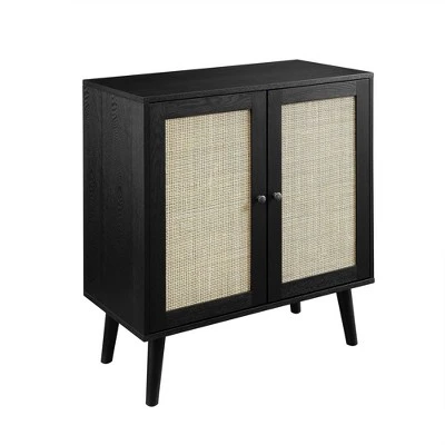 Modern Boho Wood And Rattan 2 Door Accent Cabinet - Saracina Home - Image 10