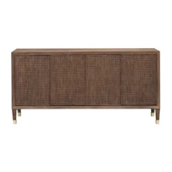 Ryker Mid-Century Modern 4 Door Storage Credenza/Sideboard Dark Brown - Treasure Trove