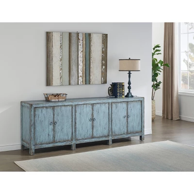 Marvin Rustic 6 Door Credenza/Sideboard Blue Textural Finish - Treasure Trove - Image 4
