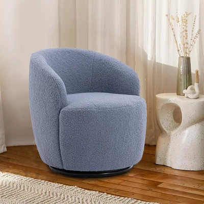 Fannie 25.60'' Wide Small Size Boucle Upholstered 360° Swivel Barrel Chair-The Pop Maison - Image 16