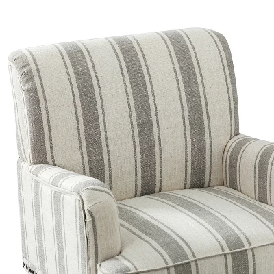 Venere Bedroom Wooden Upholstered Armchair With Nailhead Trim And Unique Stripe Design | ARTFUL LIVING DESIGN - Image 5