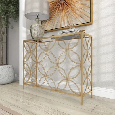 Contemporary Metal Console Table Gold - Olivia & May - Image 15