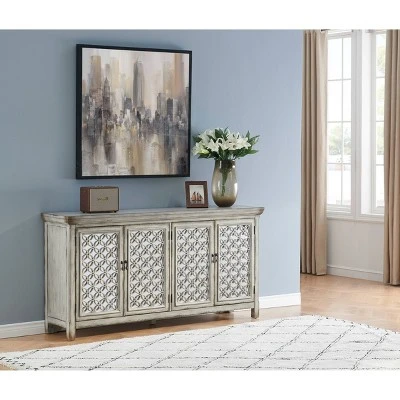 Shirley 4 Door Storage Credenza/Sideboard With Mirrored Doors Burnished Gray - Treasure Trove - Image 5