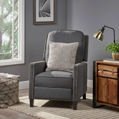 Cecelia Traditional Press-Back Recliner Dark Gray - Christopher Knight Home - Image 5
