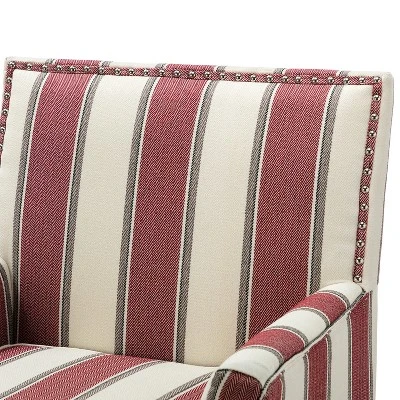 Set Of 2 Sara Upholstered Accent Arm Chair With Nail Head Trim | Karat Home-Stripe Red - Image 5