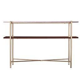 Amelia Faux Marble Console Table With Storage Brass - Aiden Lane