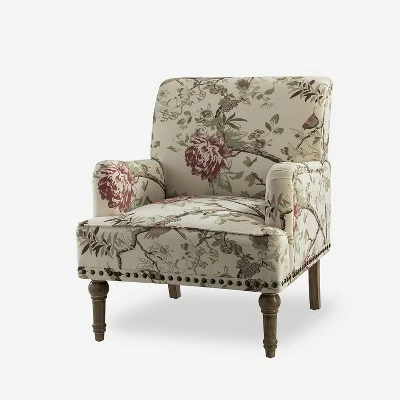 Reggio Traditional Wooden Upholstered Armchair With Floral Patterns And Nailhead Trim | ARTFUL LIVING DESIGN - Image 14