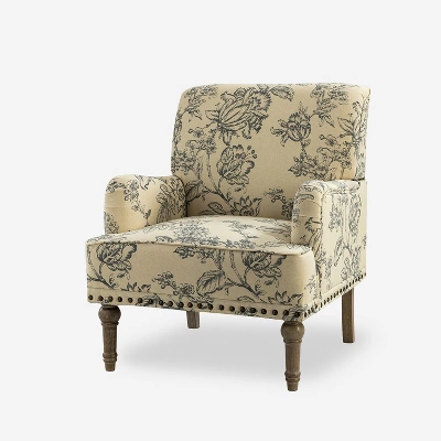 Reggio Traditional Wooden Upholstered Armchair With Floral Patterns And Nailhead Trim | ARTFUL LIVING DESIGN - Image 12