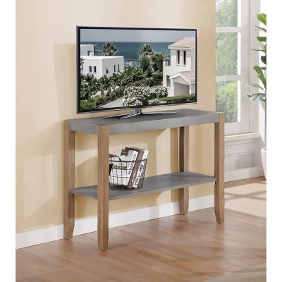 40" Davenport Faux Concrete And Wood Console Table Light Amber - Alaterre Furniture