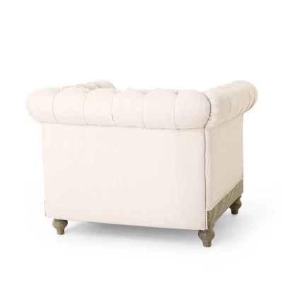 Castalia Chesterfield Tufted Fabric Club Chair With Nailhead Trim - Christopher Knight Home - Image 2