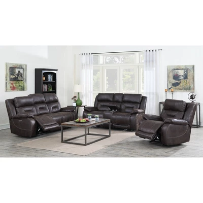 Aria Power Glider Recliner With Power Head Rest Saddle Brown - Steve Silver Co. - Image 4