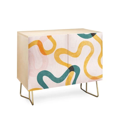 ThirtyOne Illustrations Streamers Gold Legged Credenza - Deny Designs - Image 2
