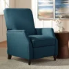 Studio 55D Katy Bold Blue Recliner Chair Modern Armchair Comfortable Push Back Manual Reclining Footrest Pewter Nailhead For Bedroom Living Room House