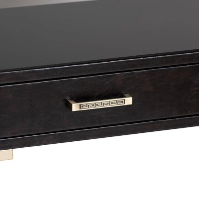 Carville Faux Leather Finished 2 Drawer Console Table Brown - Baxton Studio - Image 3