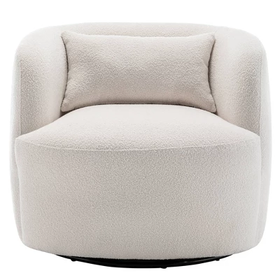 Boucle Upholstered Swivel Armchair - Kinwell - Image 11