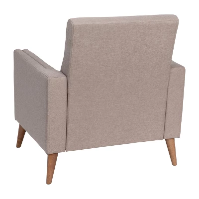 Emma And Oliver Upholstered Mid-Century Modern Arm Chair With Tufted Seat And Back, Pocket Spring Support And Wooden Legs - Image 6